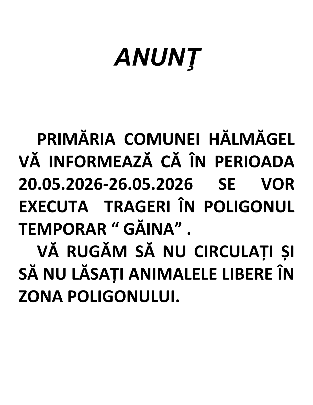 anunt trageri cu PERIOADA1